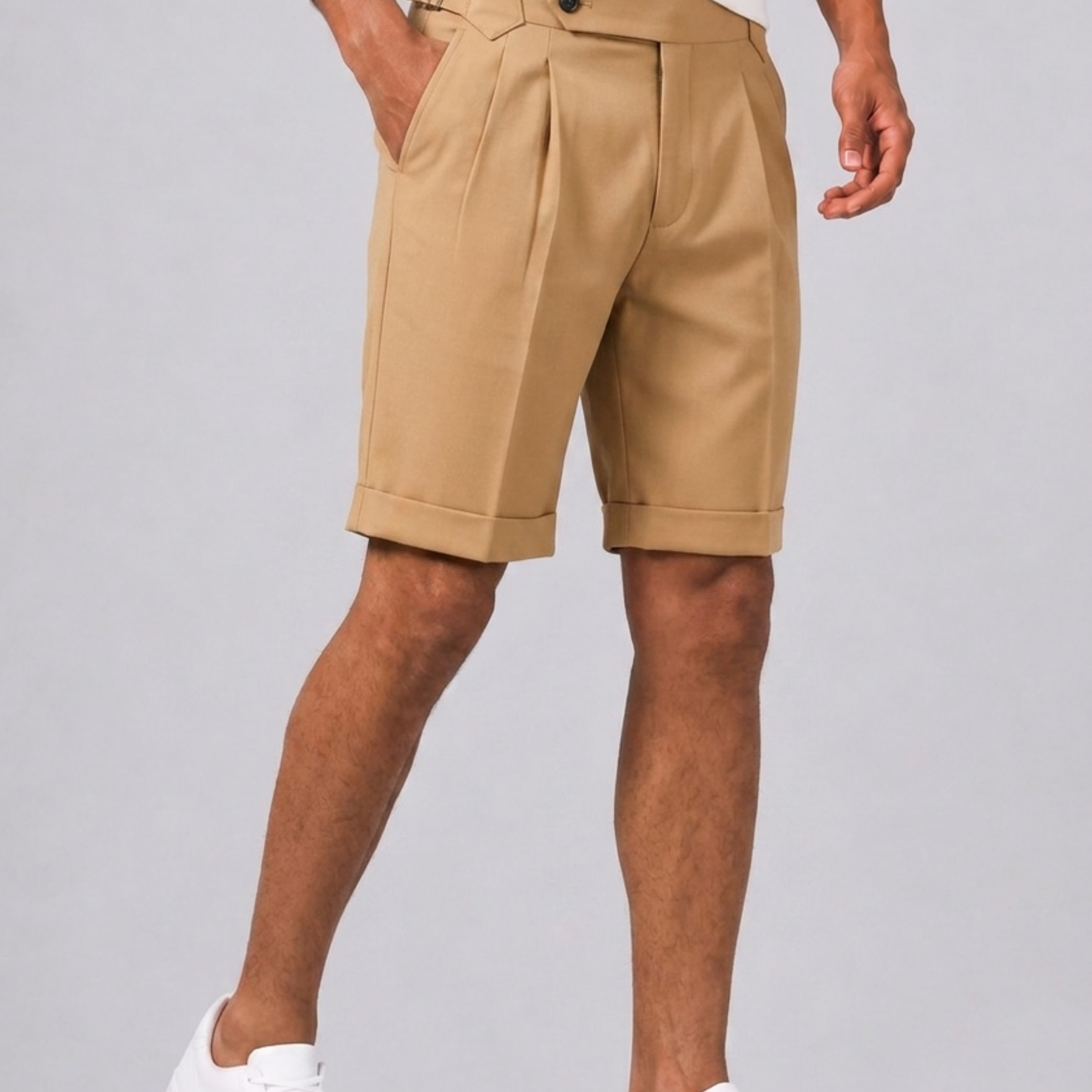 Celvoir | Short Pantalon Coupe Droite Avec Plis Pour Hommes