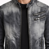 Veste En Denim Ajustée Effet Usé Pour Homme