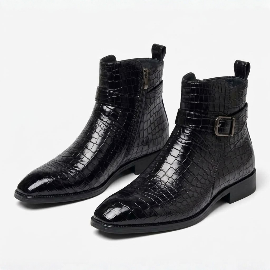 Bottines Mi-Hautes Texturées À Zip Latéral