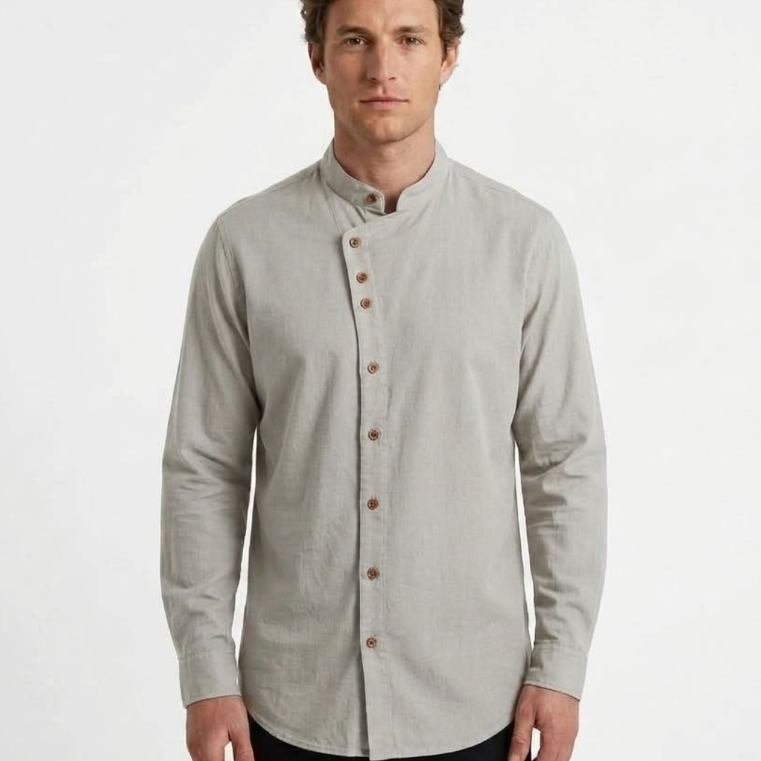 Chemise Décontractée À Col Montant Pour Homme