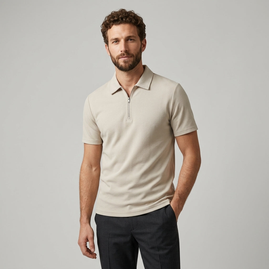 CELVOIR | POLO HOMME QUART ZIP MAILLE LÉGÈRE
