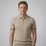 Celvoir | Polo À Col Zippé Avec Texture Verticale Pour Hommes