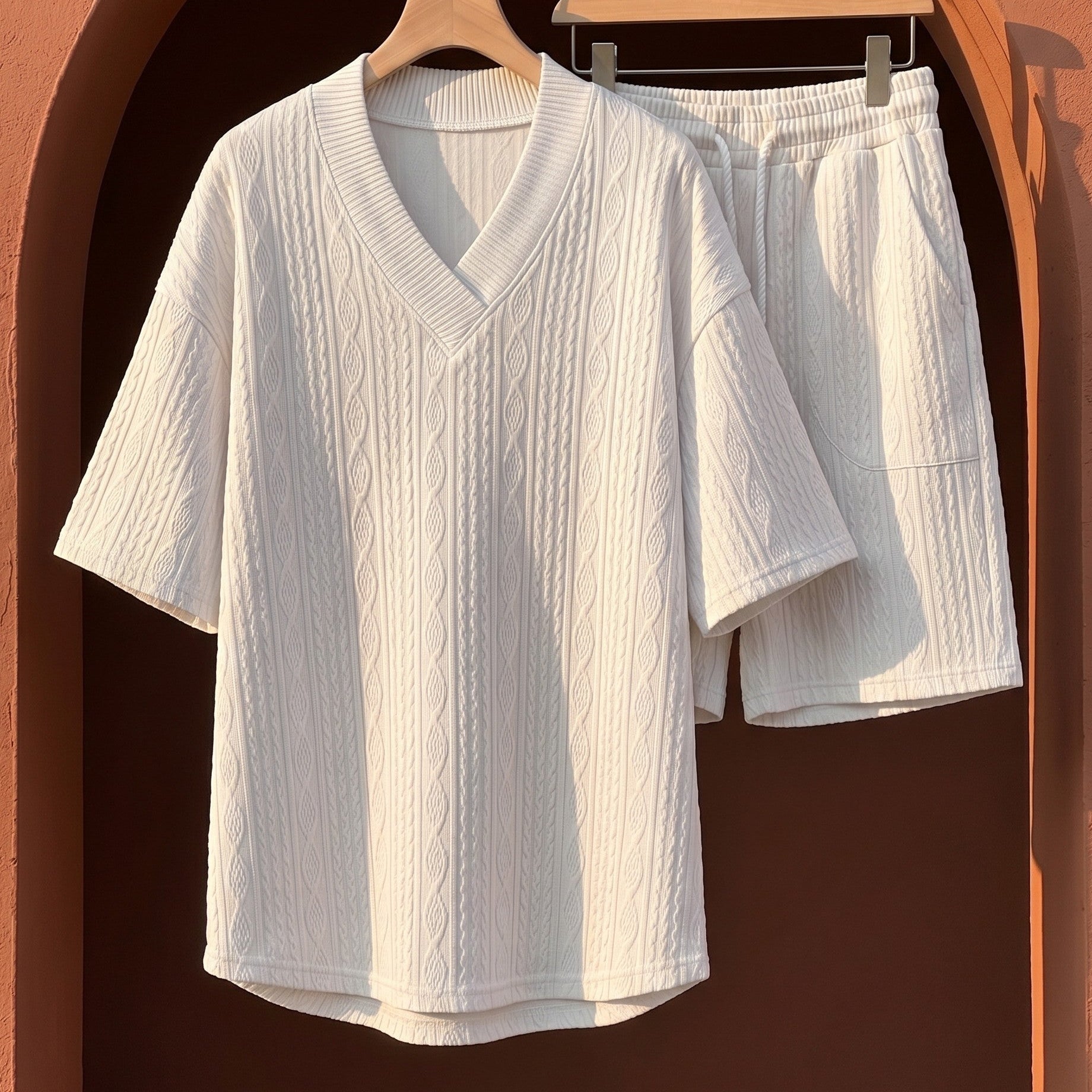 Celvoir | Ensemble Tricoté Avec Col V Et Short Pour Hommes