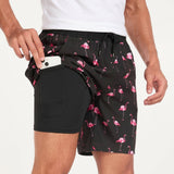 Celvoir | Short De Bain À Imprimé Flamants Roses Pour Hommes