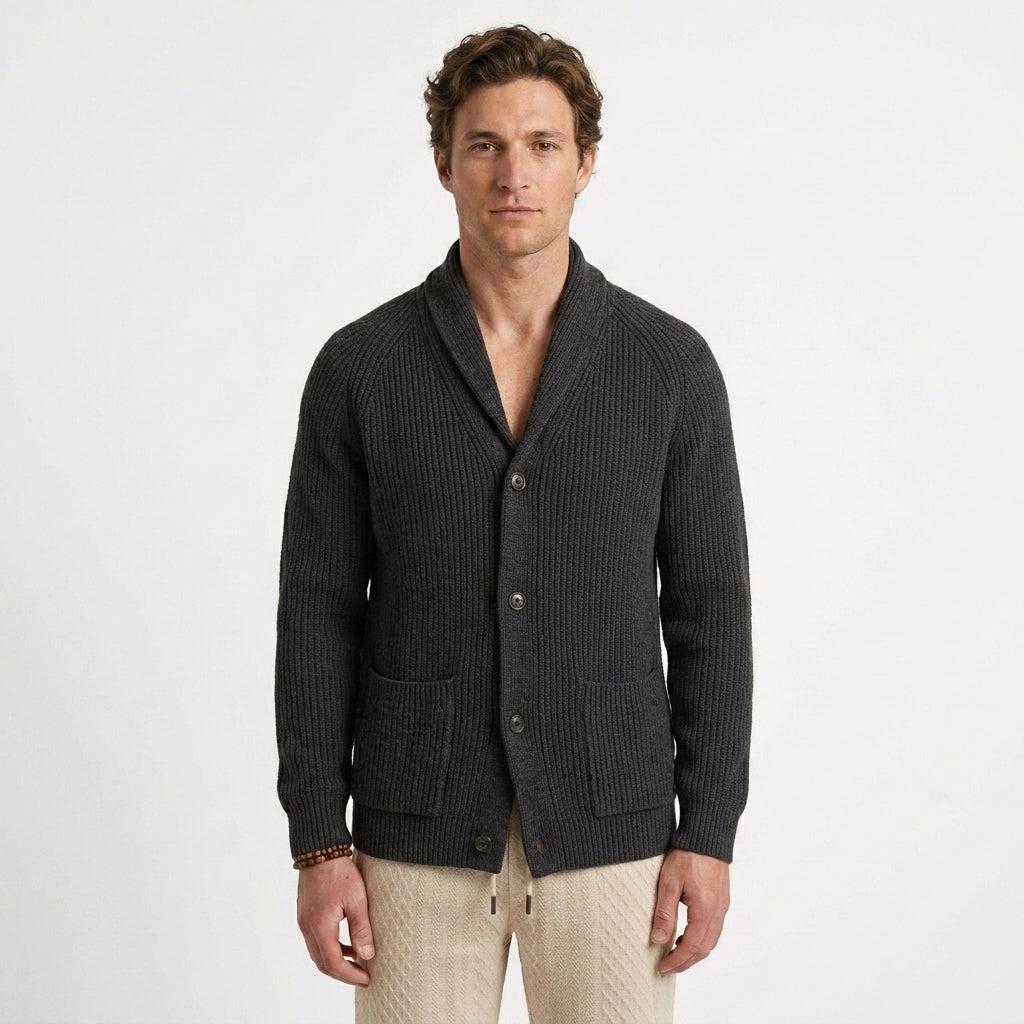 Cardigan Côtelé À Col Châle