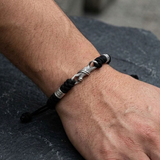 Bracelet Réglable En Cordon Et Argent Sterling Pour Hommes