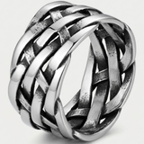 Bague Vintage À Symboles Vikings Tressés