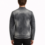 Veste En Denim Ajustée Effet Usé Pour Homme