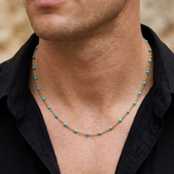 Collier Chaîne Dorée À Pierres Colorées Pour Hommes