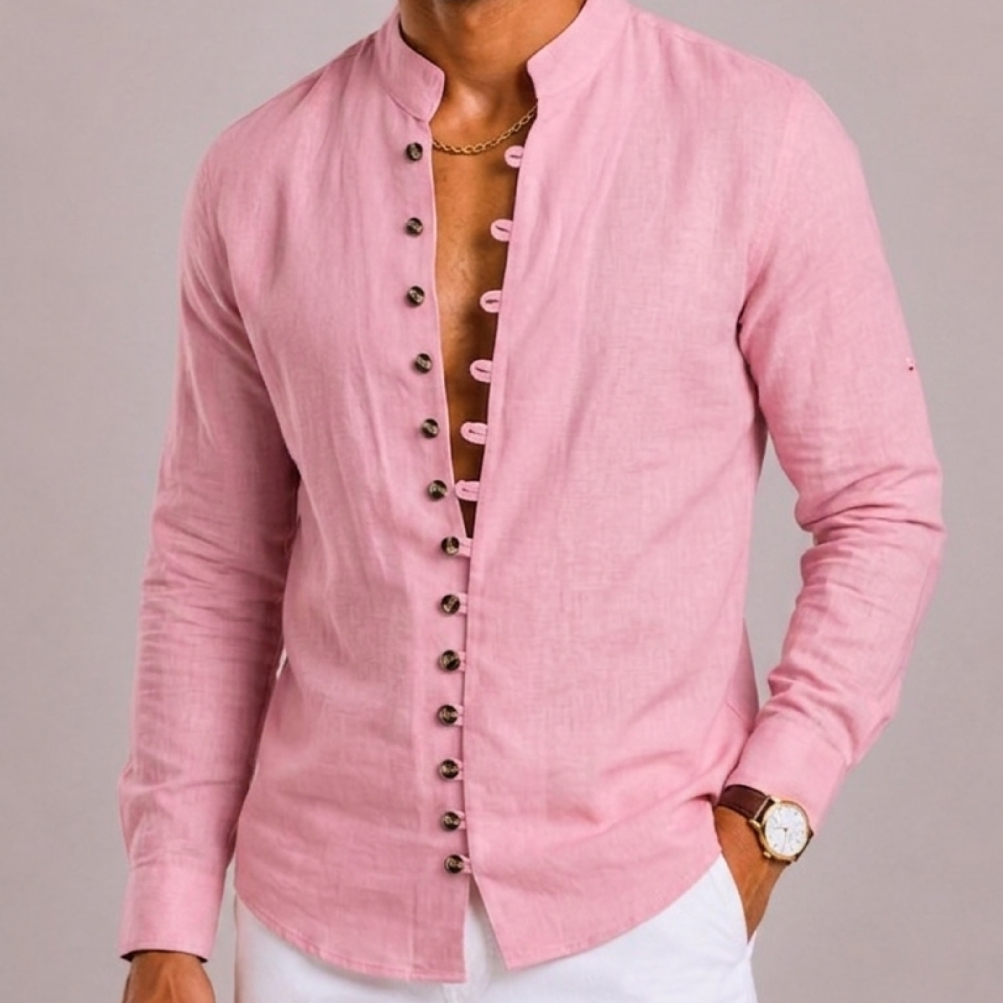 Celvoir | Chemise Col Montant Pour Hommes