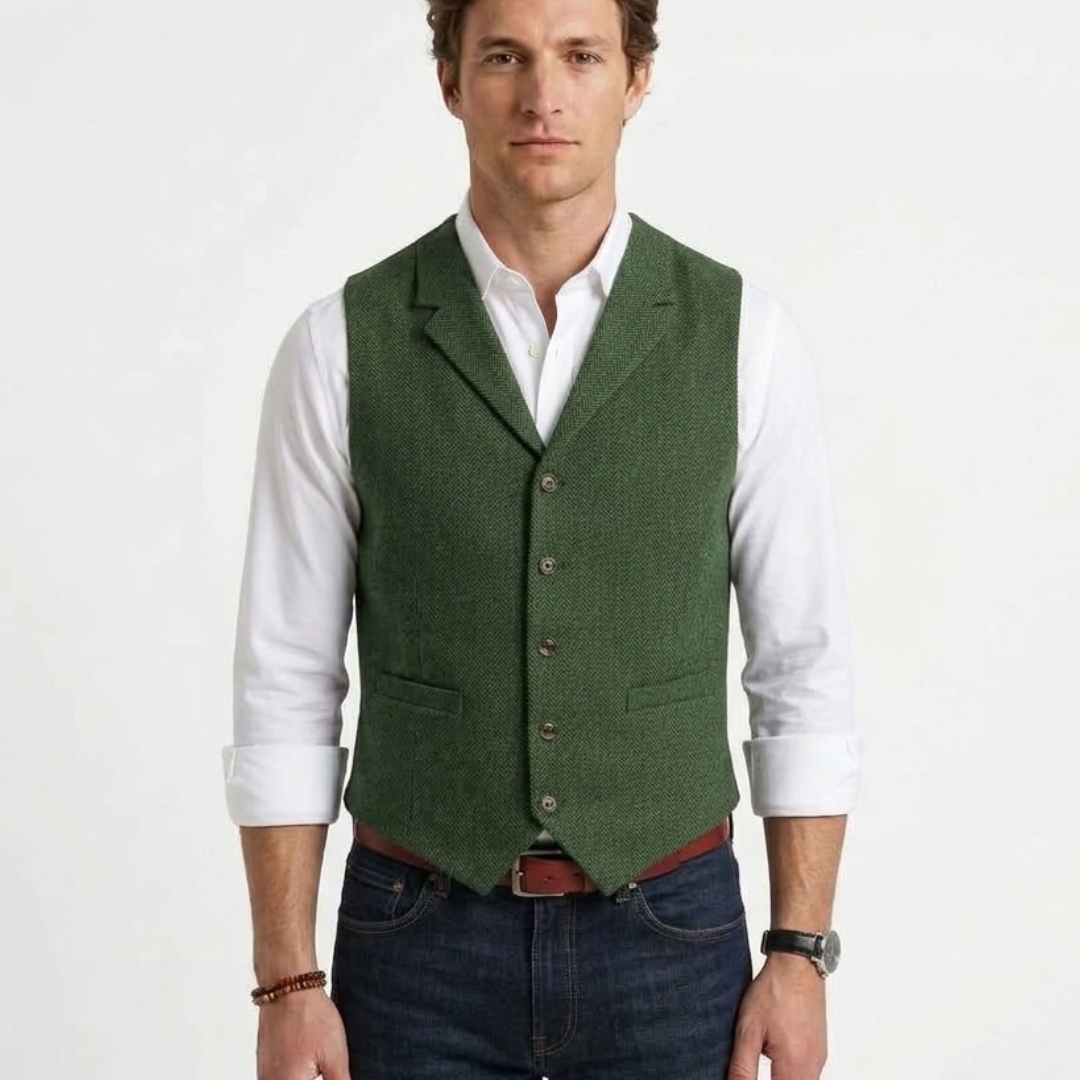 Gilet Ajusté À Motif Chevrons Pour Homme