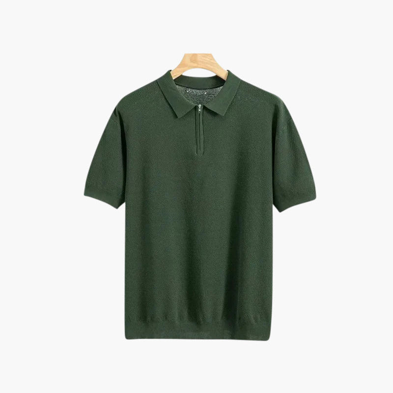 Celvoir | Polo Zippé En Maille Aérée Pour Hommes