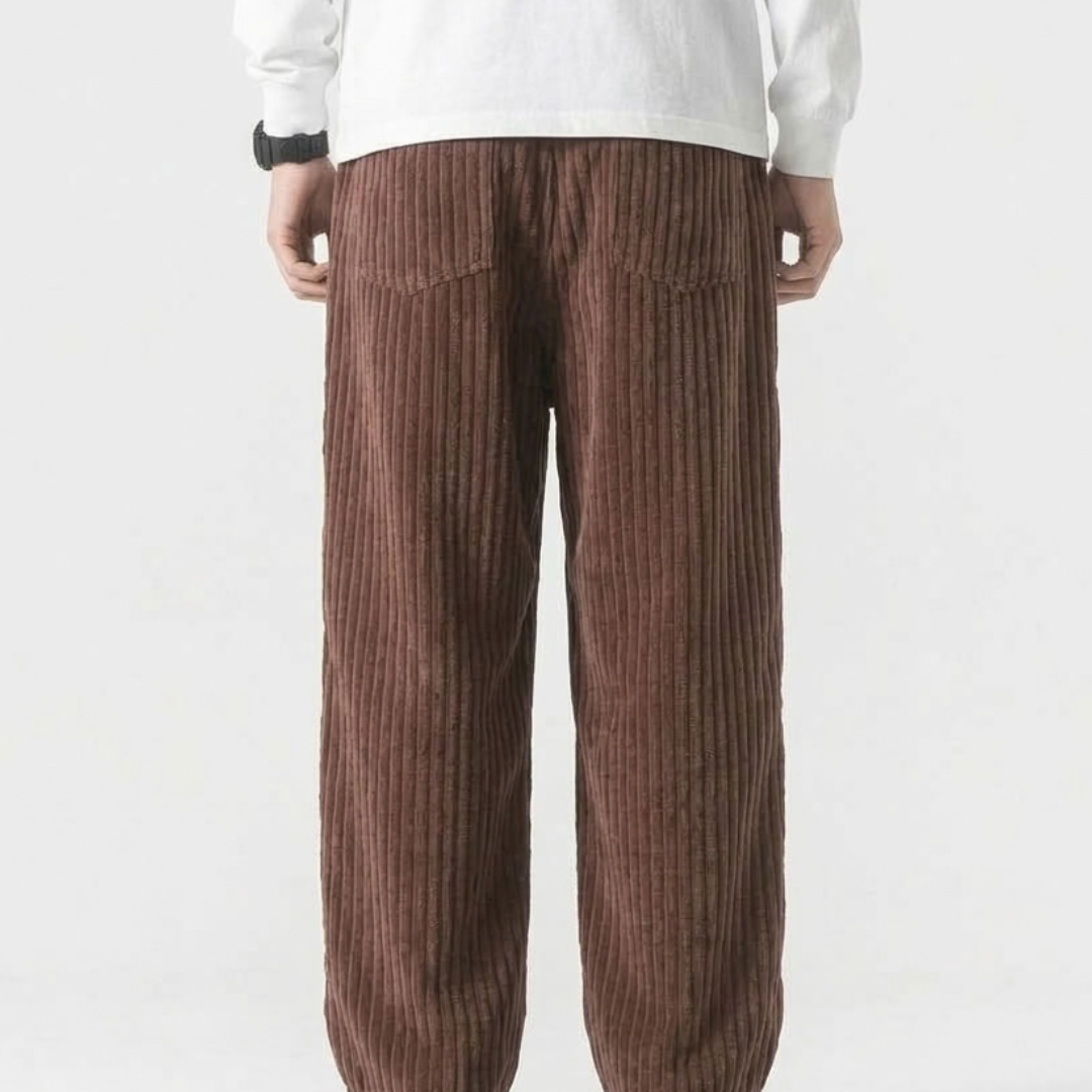 Pantalon Large En Velours Côtelé Pour Hommes