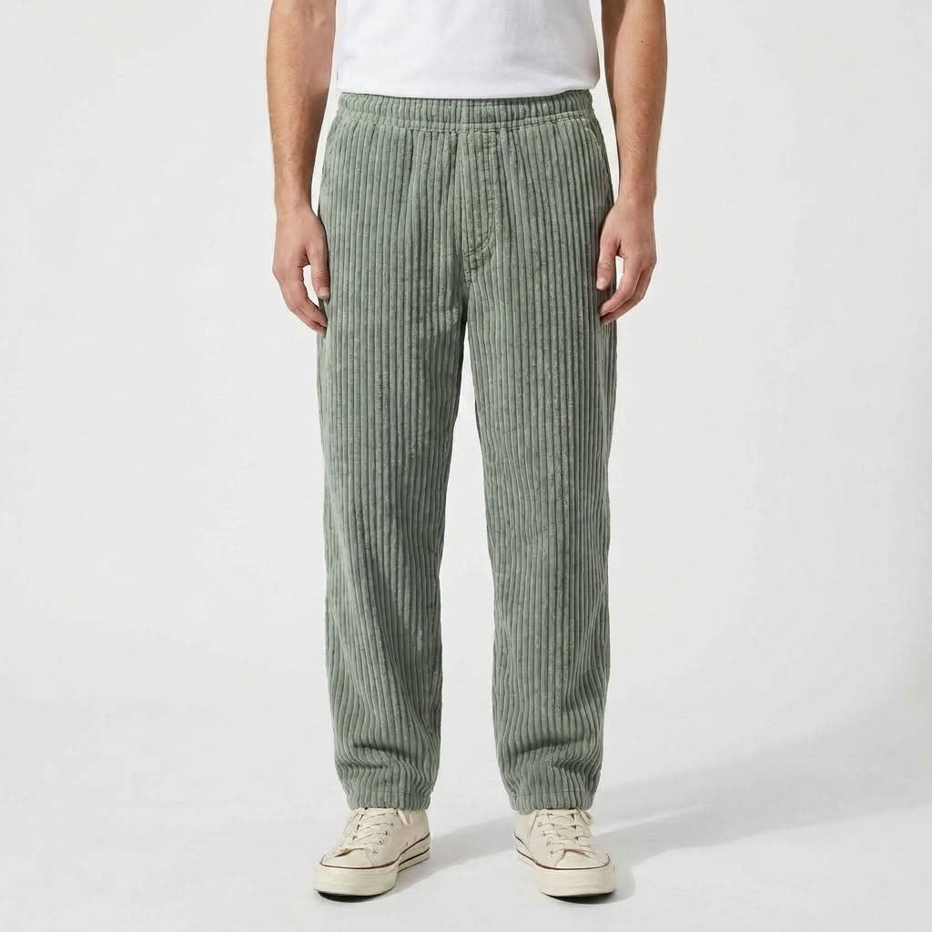 Pantalon Côtelé Décontracté À Cordon De Serrage