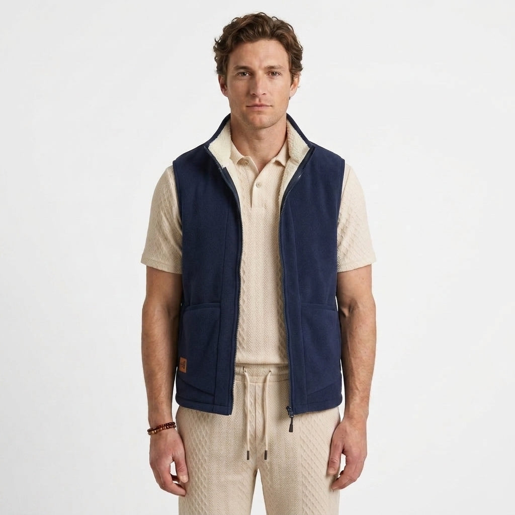 Gilet Zippé Doublé Effet Fourrure