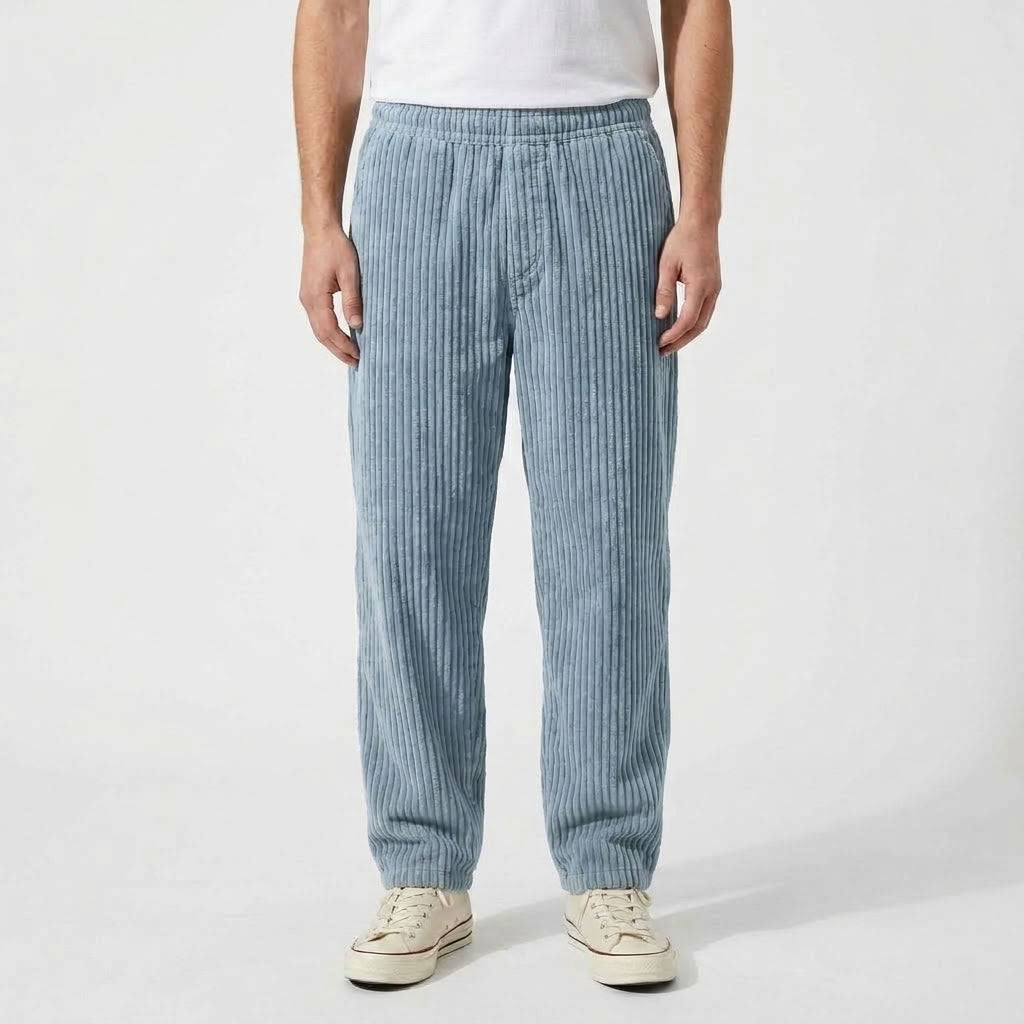 Pantalon Côtelé Décontracté À Cordon De Serrage