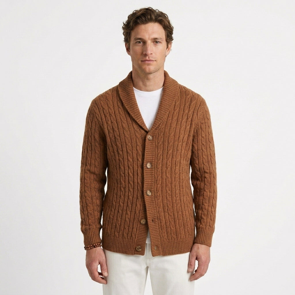 Cardigan À Col Châle Et Coupe Décontractée