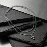 Collier Double Rang À Crucifix 15 Mm