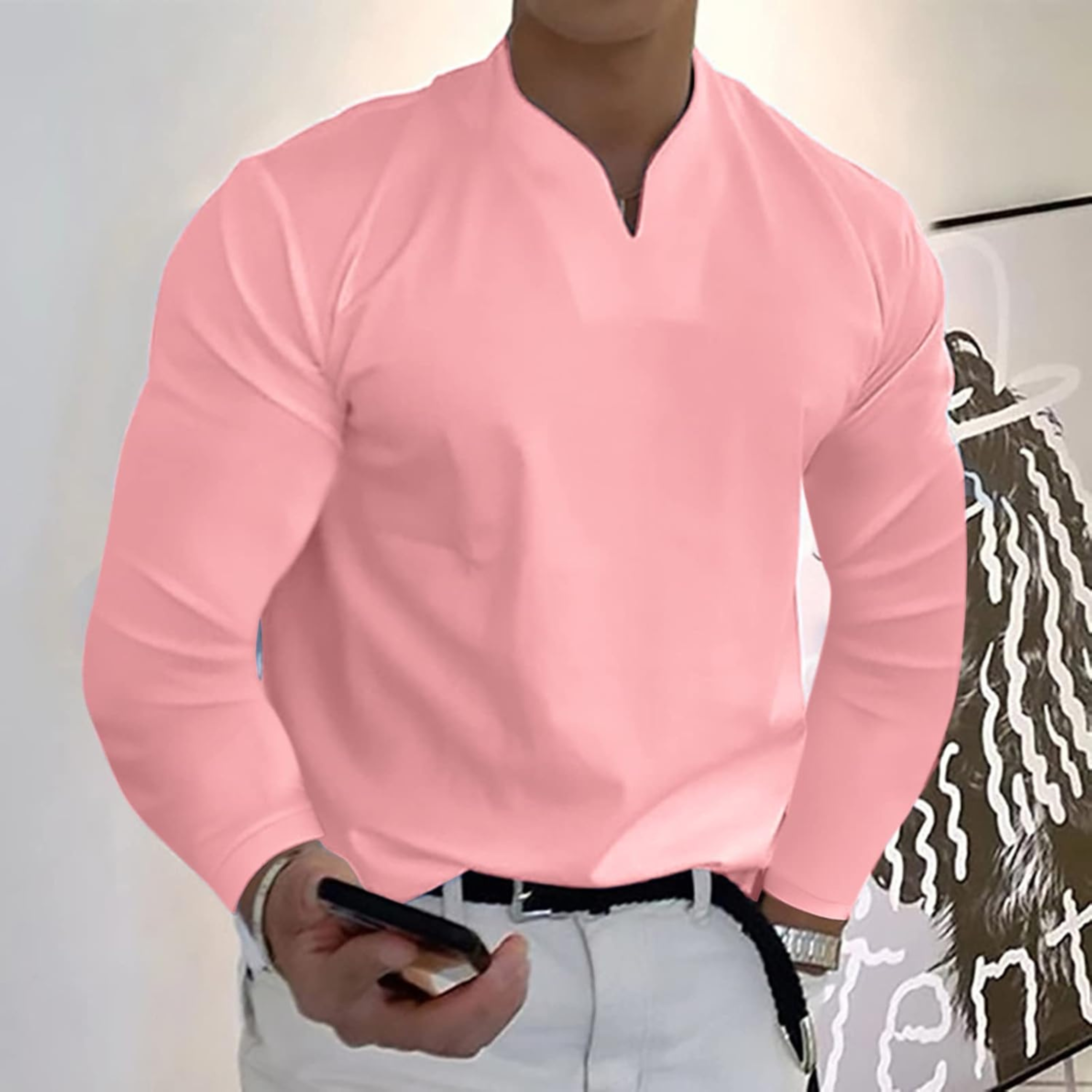 CELVOIR | POLO MANCHES LONGUES COL V POUR HOMME