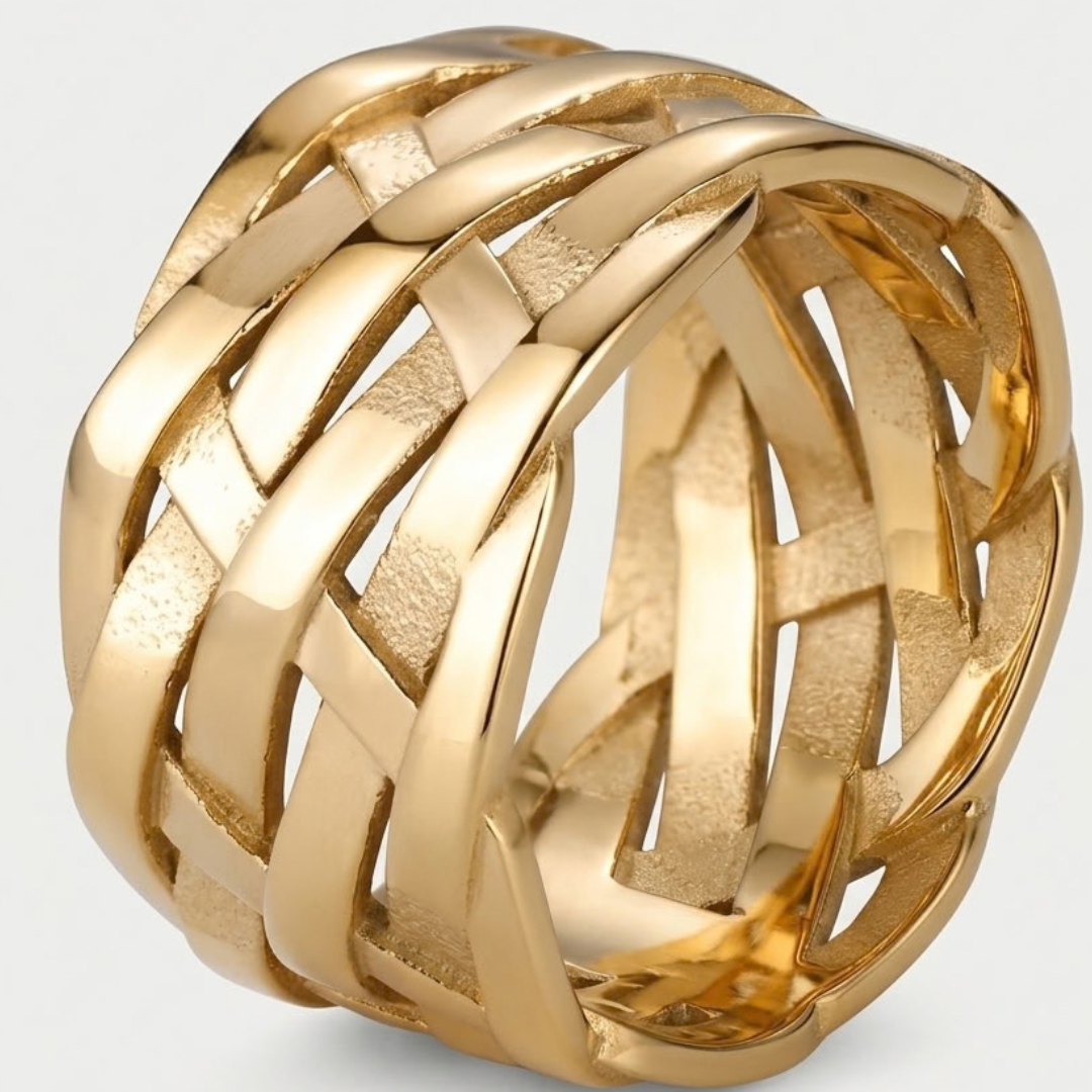 Bague Vintage À Symboles Vikings Tressés