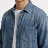 Chemise Délavée Vintage Boutonnée Pour Homme