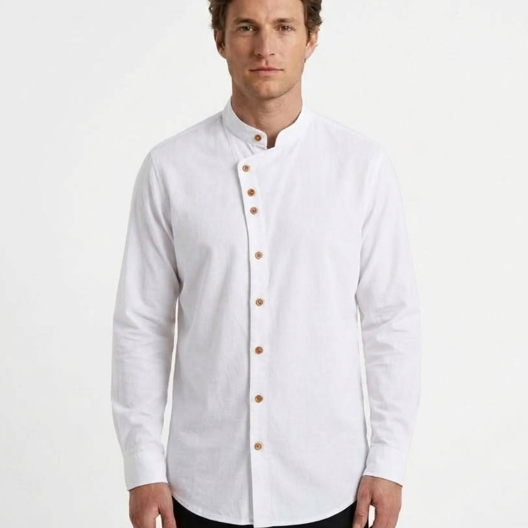 Chemise Décontractée À Col Montant Pour Homme