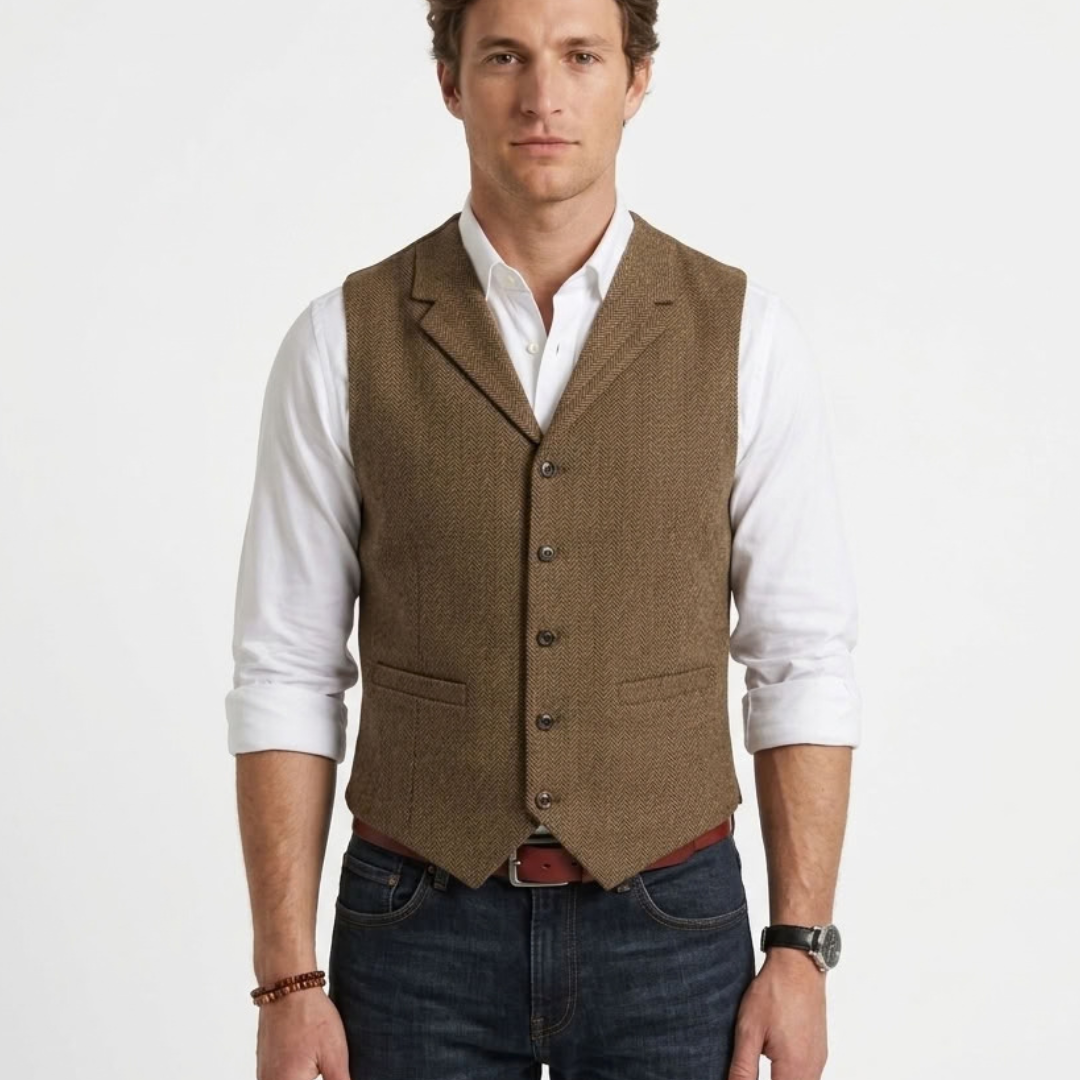 Gilet Ajusté À Motif Chevrons Pour Homme