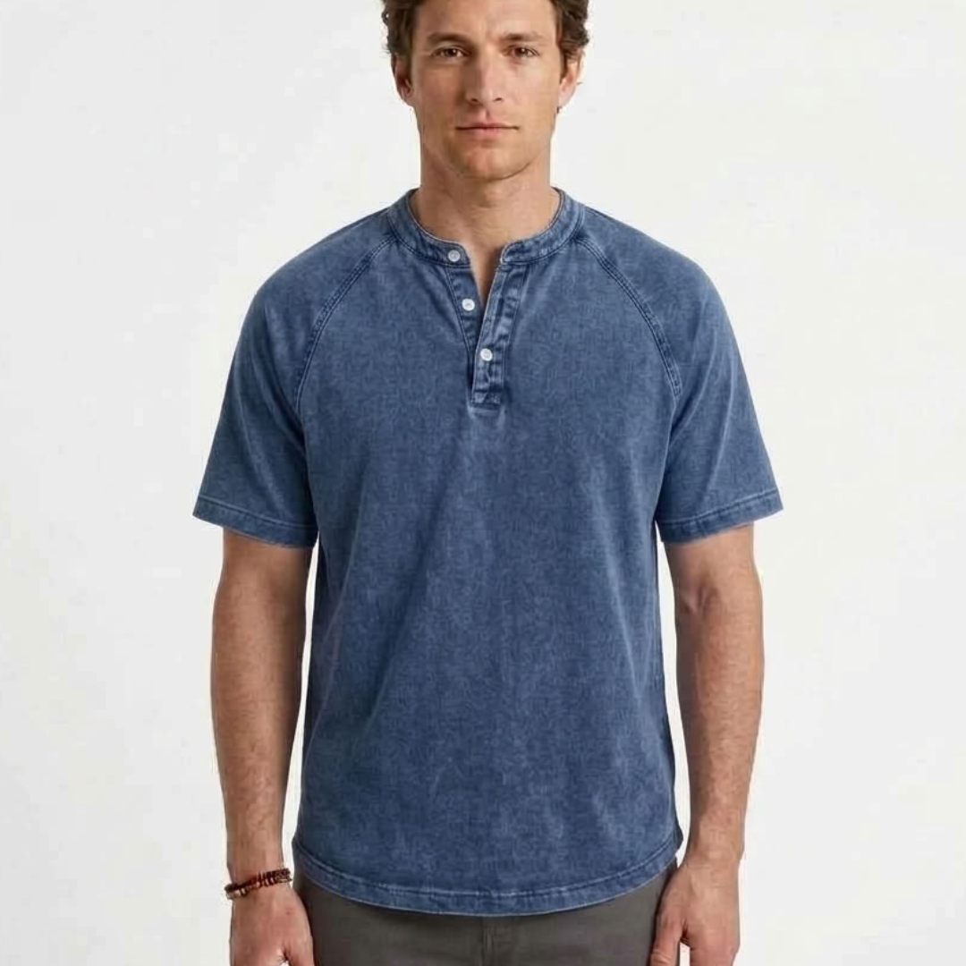 T-Shirt Henley Vintage Pour Homme