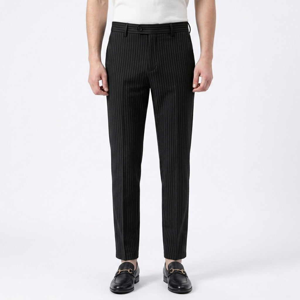 Pantalon Ajusté À Rayures Fines