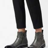 Bottines Mi-Hautes Texturées À Zip Latéral