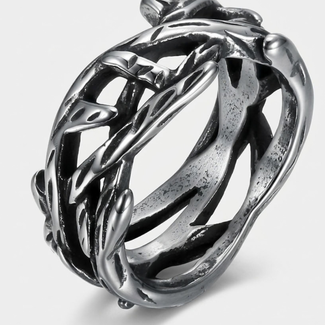 Bague Vintage À Symboles Vikings Tressés