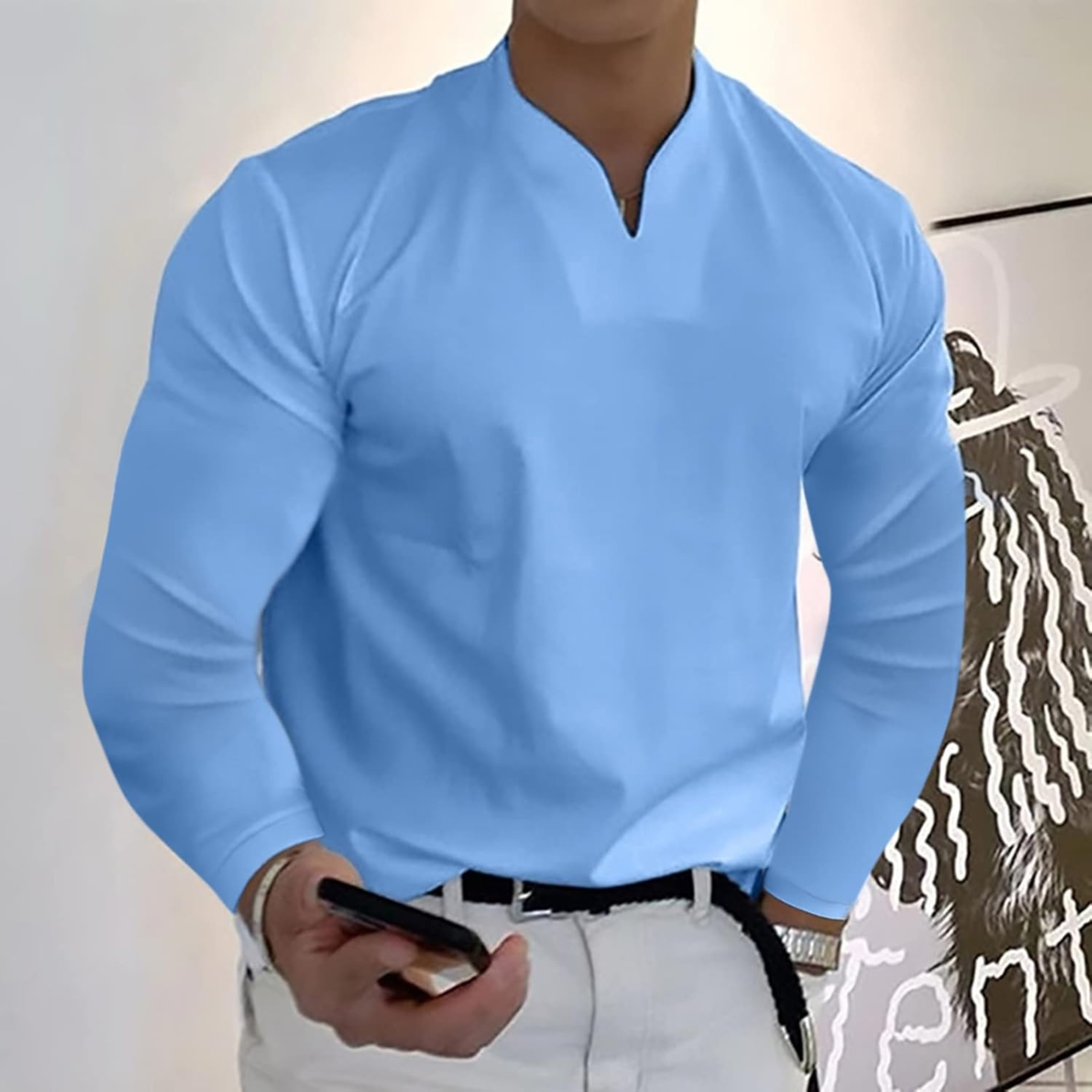 CELVOIR | POLO MANCHES LONGUES COL V POUR HOMME