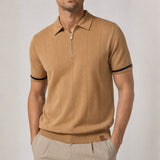 Celvoir | Polo À Col Zippé Avec Texture Verticale Pour Hommes