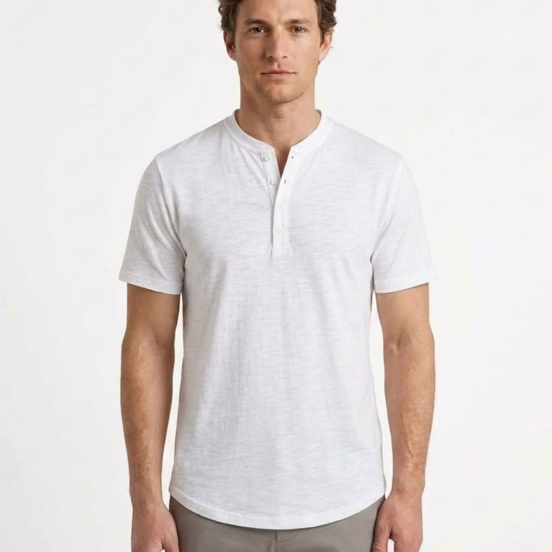 T-Shirt À Col Henley Pour Homme