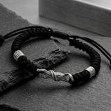 Bracelet Réglable En Cordon Et Argent Sterling Pour Hommes