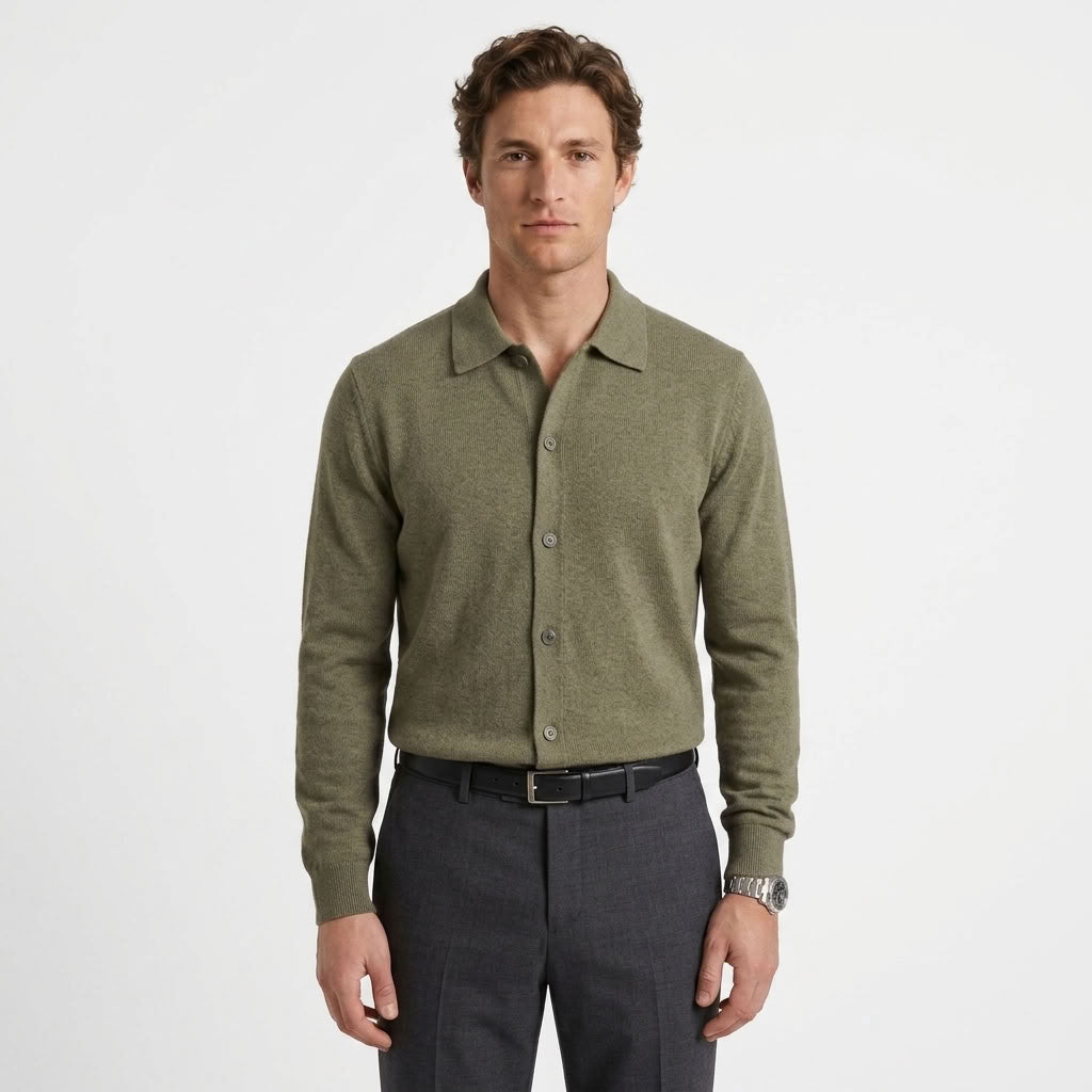 Cardigan Boutonné À Col Polo
