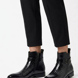 Bottines Mi-Hautes Texturées À Zip Latéral