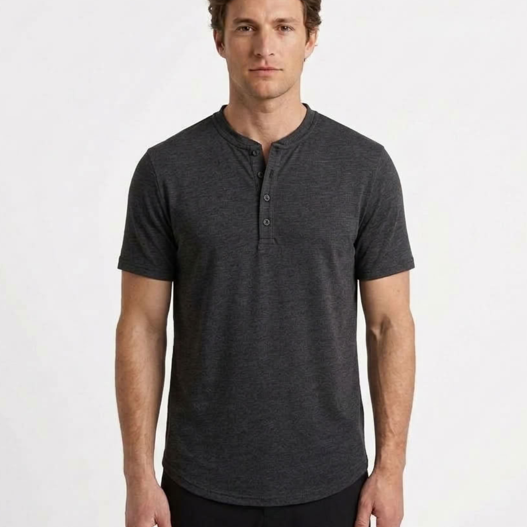 T-Shirt À Col Henley Pour Homme