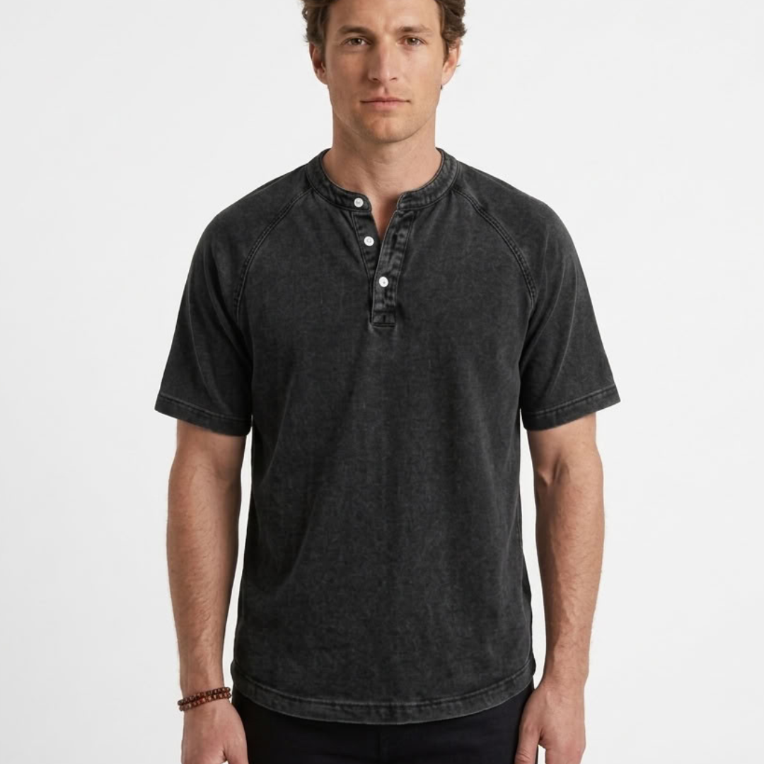 T-Shirt Henley Vintage Pour Homme