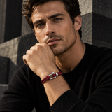 Bracelet Tressé Bordeaux À Fermoir Manille En U Pour Hommes