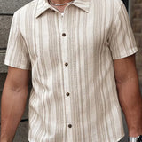 Celvoir | Chemise À Rayures Verticales Texturées Pour Hommes
