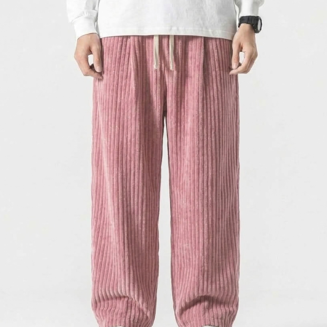 Pantalon Large En Velours Côtelé Pour Hommes