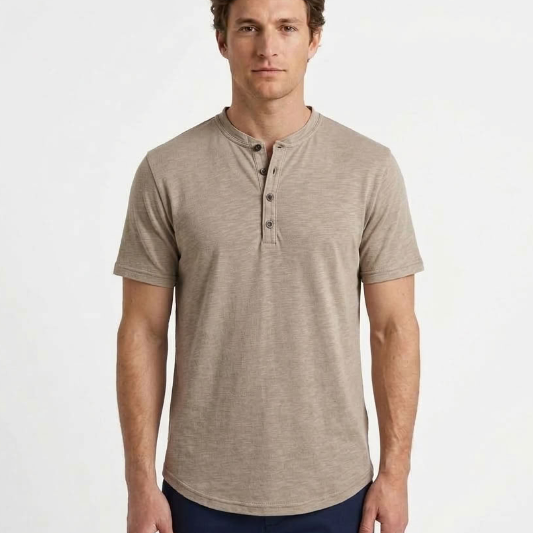 T-Shirt À Col Henley Pour Homme
