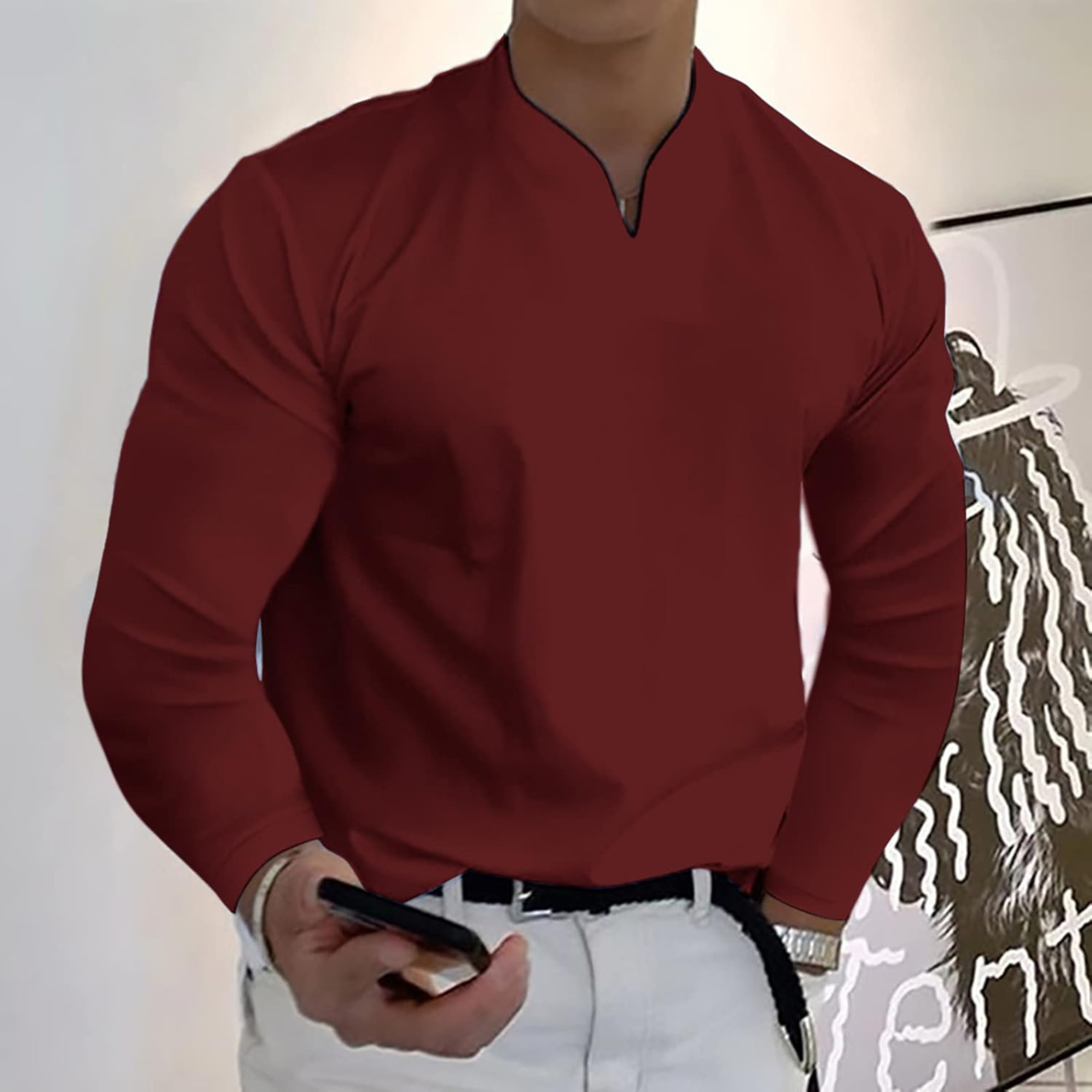 CELVOIR | POLO MANCHES LONGUES COL V POUR HOMME
