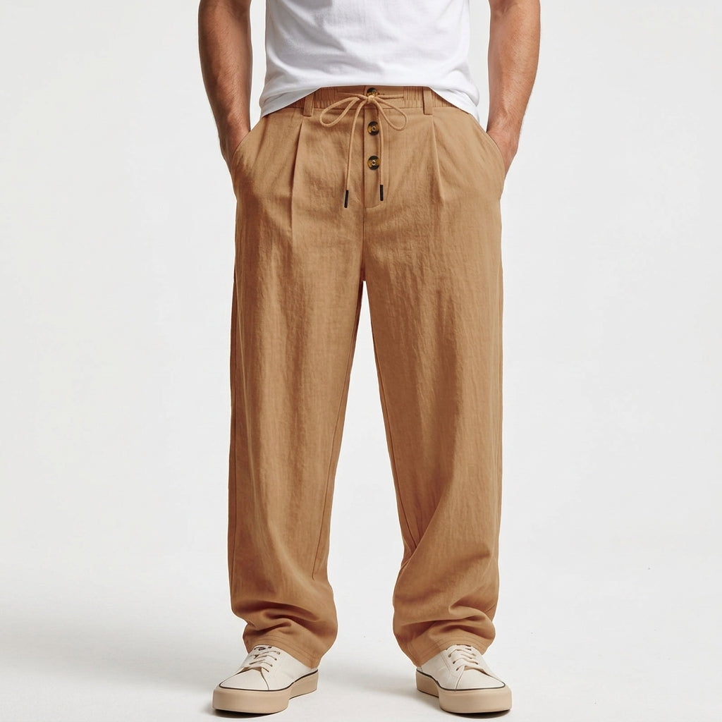 Pantalon Décontracté Ample À Taille Mi-Haute