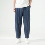 Pantalon Rayé À Coupe Décontractée