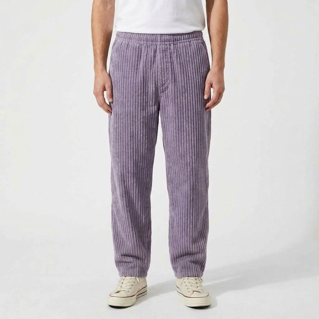 Pantalon Côtelé Décontracté À Cordon De Serrage