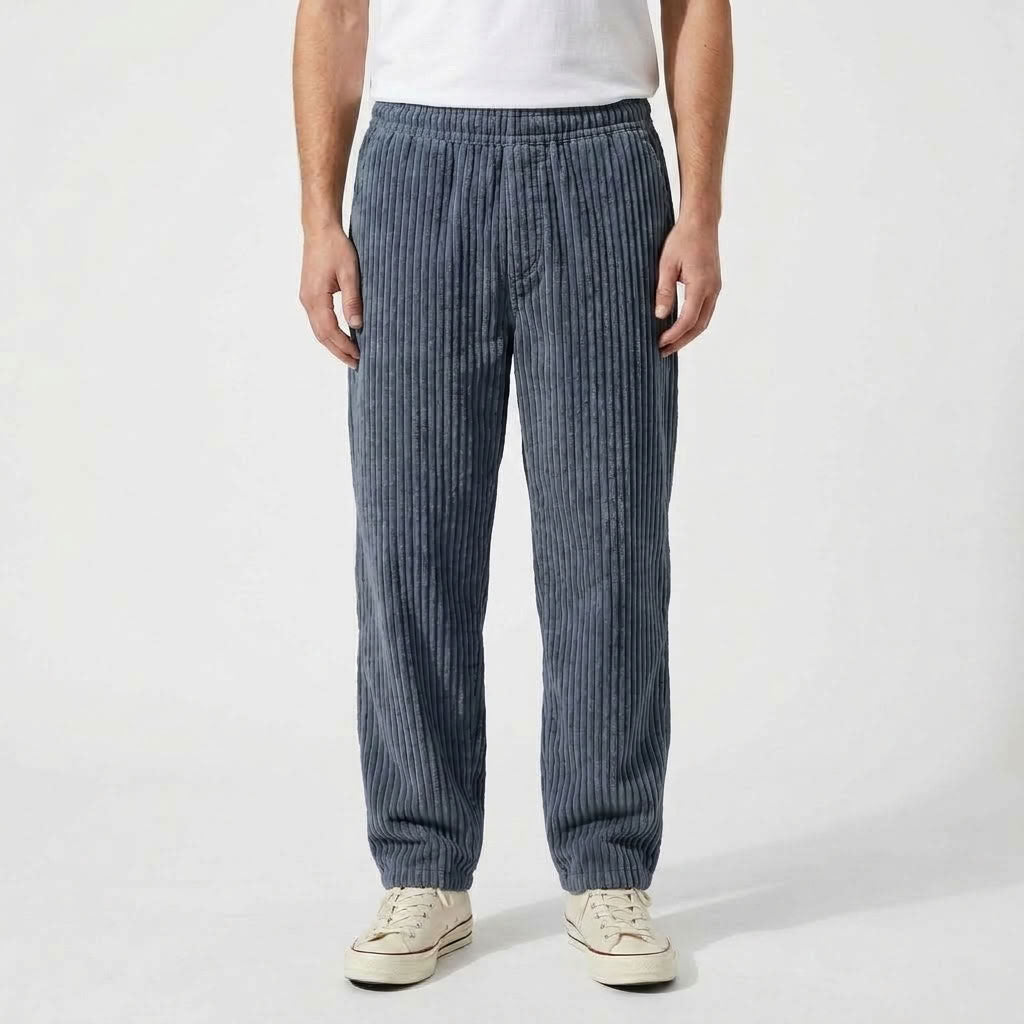 Pantalon Côtelé Décontracté À Cordon De Serrage
