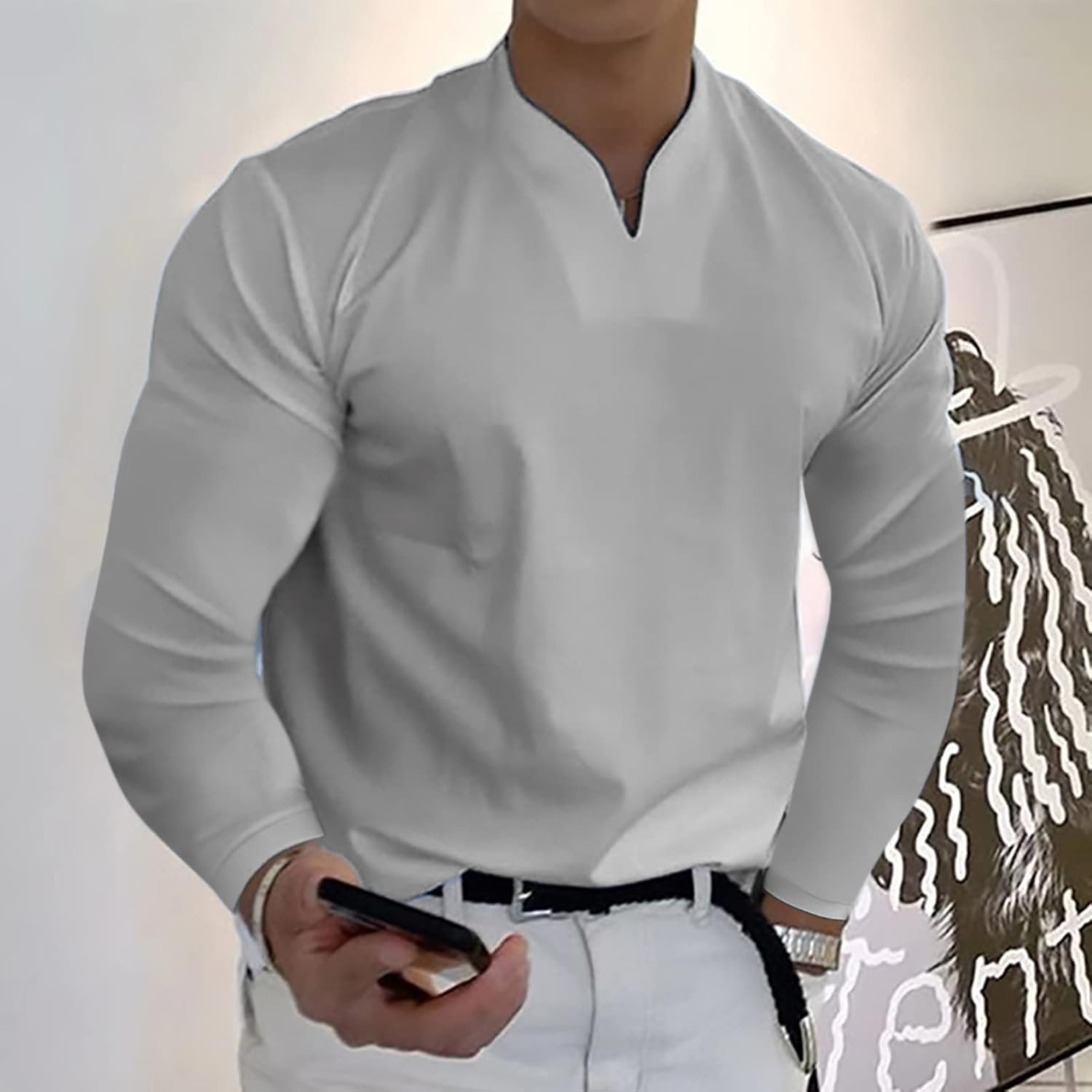 CELVOIR | POLO MANCHES LONGUES COL V POUR HOMME