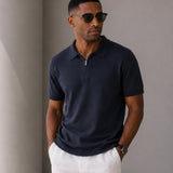 Celvoir | Polo Zippé En Maille Aérée Pour Hommes